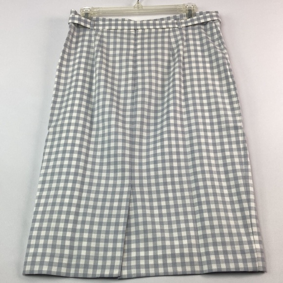 Ann Taylor gray & white gingham belted pencil skirt 4 - Picture 6 of 9